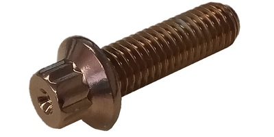 53794RG08026 M 8-1.25 x 26  12 Point Flange Screw, Class 10.9 Rose Gold PVD.
