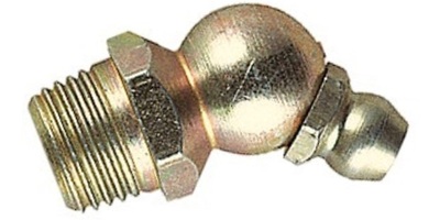 7141208100-45 M 8-1.0  Grease Fitting, 45 Degree, Steel Zinc.  DIN 71412