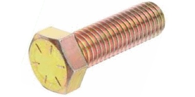 933929025100 1/4-20 x 1"  Hex Cap Screw, Grade 8 Zinc Yellow.