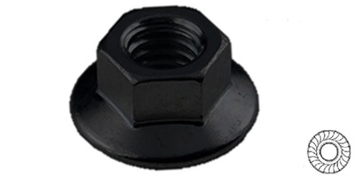 A119006001 M 6-1.0 Hex Flange Nut, Steel with Serrations, Black Phosphate