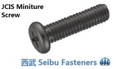 M 1.4-0.3 x 2   Philips Pan Head Machine Screw, Steel Black Zinc  JCIS 1070