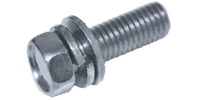 M 4-0.7 x 10  Hex Head SEMS Screw w/Flat Washer and Split Lock Washer, Class 8.8 Zinc.  JIS B 1187