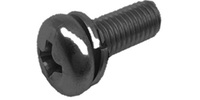 M 5-0.8 x 14  Philips Pan SEMS Screw, With Split Lock Washer Class 4.8 Steel/Black Zinc, JIS B 1188A