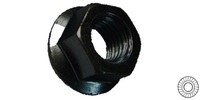 M 8-1.25 Hex Flange Nut, with Serrations,  Black Oxide Stainless Steel A2 70.  DIN 6923