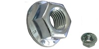 M 3-0.5 JIS Hex Flange Nut, Small Hex, with Serrations, Class 8 Zinc.