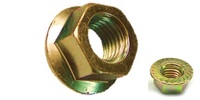 M10-1.50 JIS Hex Flange Nut, Small Hex, Serrated, Class 8 Zinc Yellow.  JIS B 1190