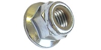 M10-1.25  Hex Flange Nut with Nylon Insert, Non Serrated, Steel Class 10 Zinc DIN 6926 / ISO 7043.