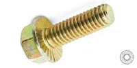 1/4-20 x 1  Serrated Hex Flange Bolt, Grade 5 Zinc Yellow