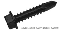 #12 x 1&quot; Hex Washer Head Self Drilling Screw, Tek #3  1000 Hour Sat Spray Rated, Black Zinc Nickel
