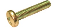 M 4-0.7 x 10  Philips Pan Machine Screw, Class 4.8 Zinc Yellow.  DIN 7985