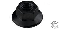 M 6-1.0 Hex Flange Nut, Steel with Serrations, Black Phosphate